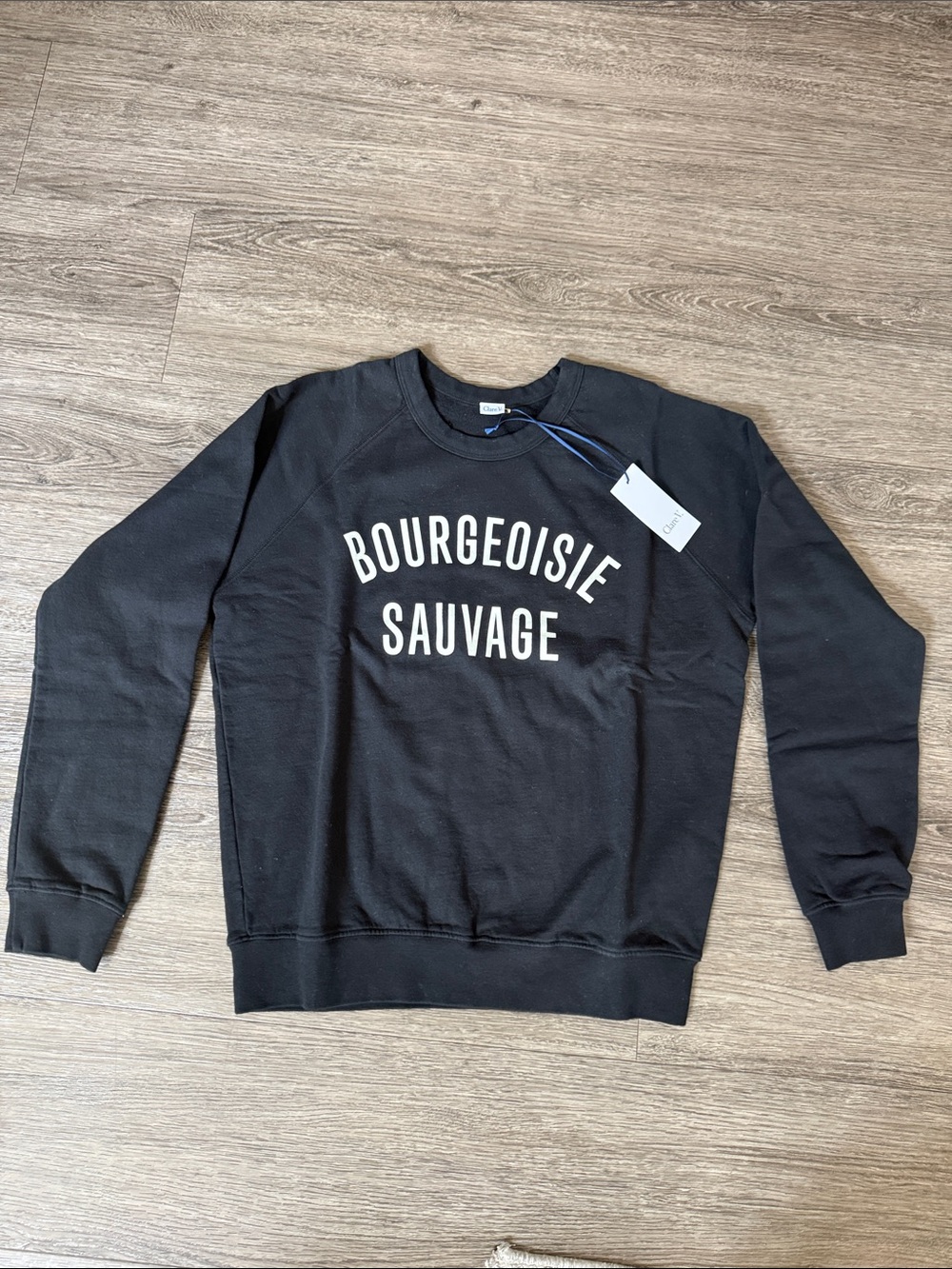 NWT Clare V Bourgeoisie Sauvage Crewneck Sweatshirt Black Size S - Picture 4 of 10